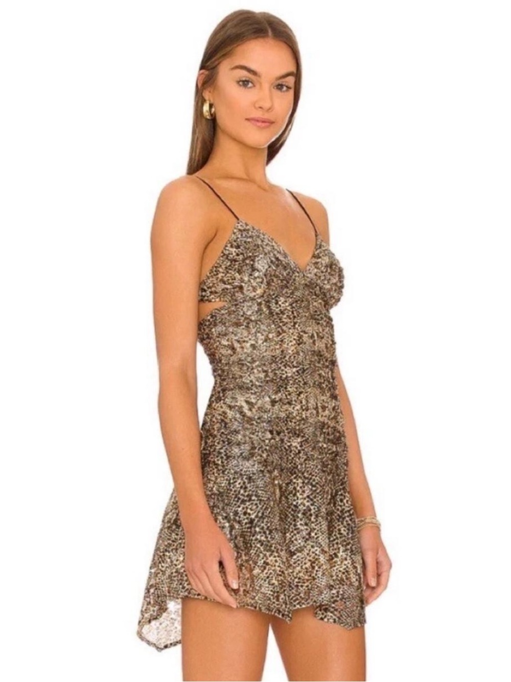 NWT Freepeople Sierra Snake Print Lace Minidress in Sand